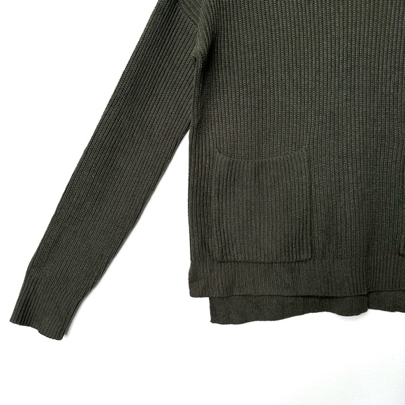 Madewell Army Olive Green Chunky Knit 2 Pocket Crewneck Sweater - Picture 4 of 11